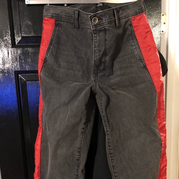 mens jeans red stripe